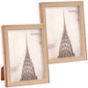 2x stuks kunststof fotolijst koper met hout geschikt voor een foto van 15 x 20 cm - Fotolijsten