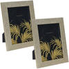 2x stuks houten fotolijst met gouden glitters geschikt voor een foto van 13 x 18 cm - Fotolijsten