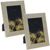 2x stuks houten fotolijst met gouden glitters geschikt voor een foto van 10 x 15 cm - Fotolijsten