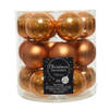 Decoris Kleine kerstballen - 18x st - cognac bruin - D4 cm - glas - Kerstbal