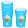 8x Drinkbekers voor peuters/kinderen met ijshoorn print melamine blauw 380 ml 7,6 x 19,6 cm - Bekers