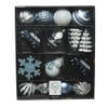 25x Kerstballen en kersthangers figuurtjes lichtblauw/wit kunststof - Kersthangers