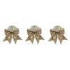 3x stuks decoratie strikken op clip champagne 20 x 24 cm - Kersthangers