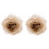 5x stuks kerstdecoratie bloemen roos creme op clip 14 cm - Kersthangers