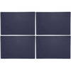 4x stuks rechthoekige placemats met ronde hoeken polyester navy blauw 30 x 45 cm - Placemats