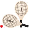 Actief speelgoed tennis/beachball setje houtkleurig met tennisracketmotief - Beachballsets