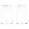 2x stuks transparante/grijze stijlvolle vaas/vazen van gerecycled glas 30 x 23 cm - Vazen