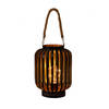 Led sfeer lantaarn/lamp zwart/goud met timer B16 x H22 cm - Lantaarns