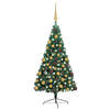 vidaXL Kunstkerstboom met verlichting en kerstballen half 180 cm groen