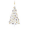 vidaXL Kunstkerstboom met verlichting en kerstballen half 150 cm wit