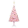 vidaXL Kunstkerstboom met verlichting en kerstballen 240 cm PVC roze