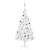 vidaXL Kunstkerstboom met verlichting en kerstballen 210 cm PVC wit