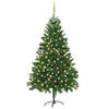 vidaXL Kunstkerstboom met verlichting en kerstballen 210 cm groen