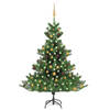 vidaXL Kunstkerstboom Nordmann met LED's en kerstballen 150 cm groen