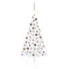 vidaXL Kunstkerstboom met verlichting en kerstballen half 120 cm wit