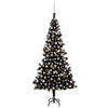 vidaXL Kunstkerstboom met verlichting en kerstballen 240 cm PVC zwart