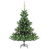 vidaXL Kunstkerstboom Nordmann met LED's en kerstballen 180 cm groen