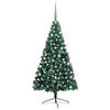 vidaXL Kunstkerstboom met verlichting en kerstballen half 150 cm groen