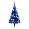 vidaXL Kunstkerstboom met verlichting en kerstballen 210 cm PVC blauw