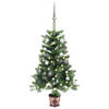 vidaXL Kunstkerstboom met verlichting en kerstballen 65 cm groen