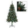 The Living Store Kunstkerstboom - 150 cm - met LED-verlichting - Groen en wit - PVC/IJzer/Kunststof