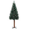 The Living Store Smalle kerstboom - met naaldtakken en dennenappels - PVC/grenenhout/staal - 150 cm - groen