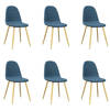 vidaXL Eetkamerstoelen 6 st fluweel blauw