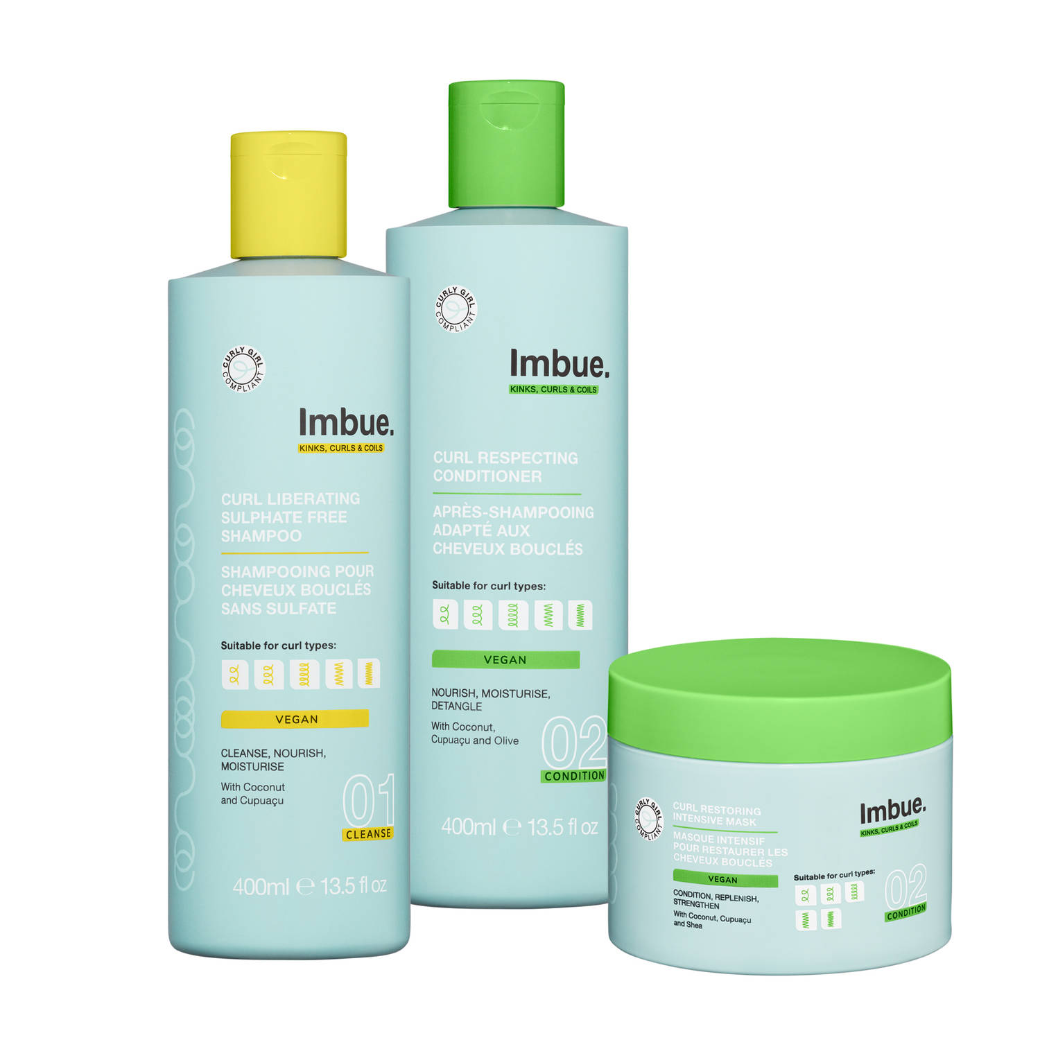 IMBUE. Curl - Voordeelverpakking - Shampoo, Conditioner & Haarmasker - Geschenkset Vrouwen