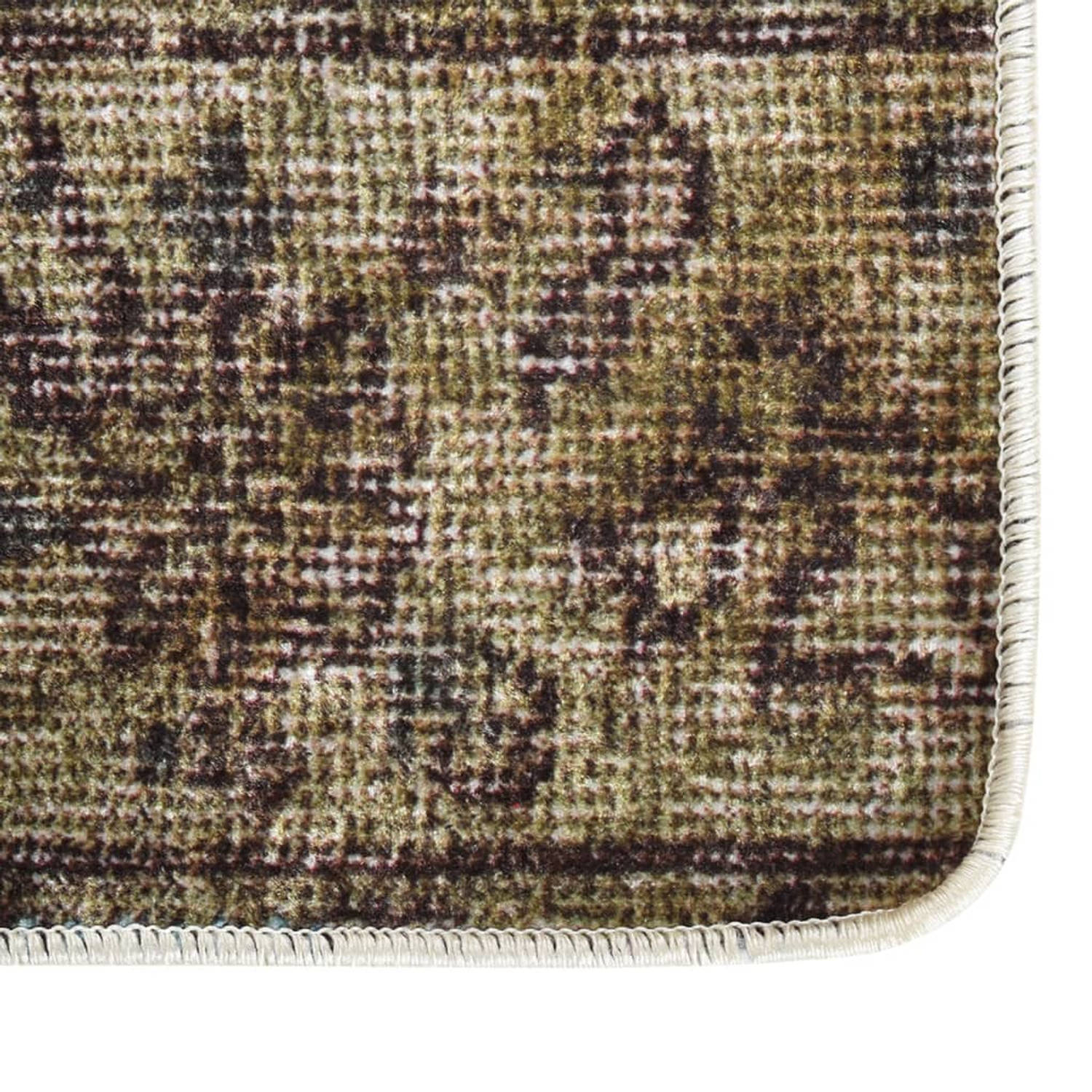 The Living Store Vloerkleed wasbaar anti-slip patchwork 80x300 cm meerkleurig - Vloerkleed