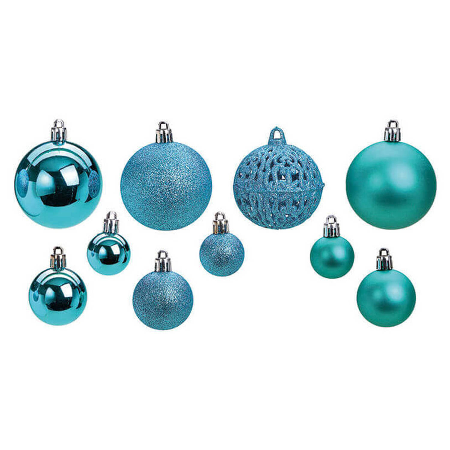 Derde parachute Absurd 100x stuks kunststof kerstballen turquoise blauw 3, 4 en 6 cm - Kerstbal |  Blokker