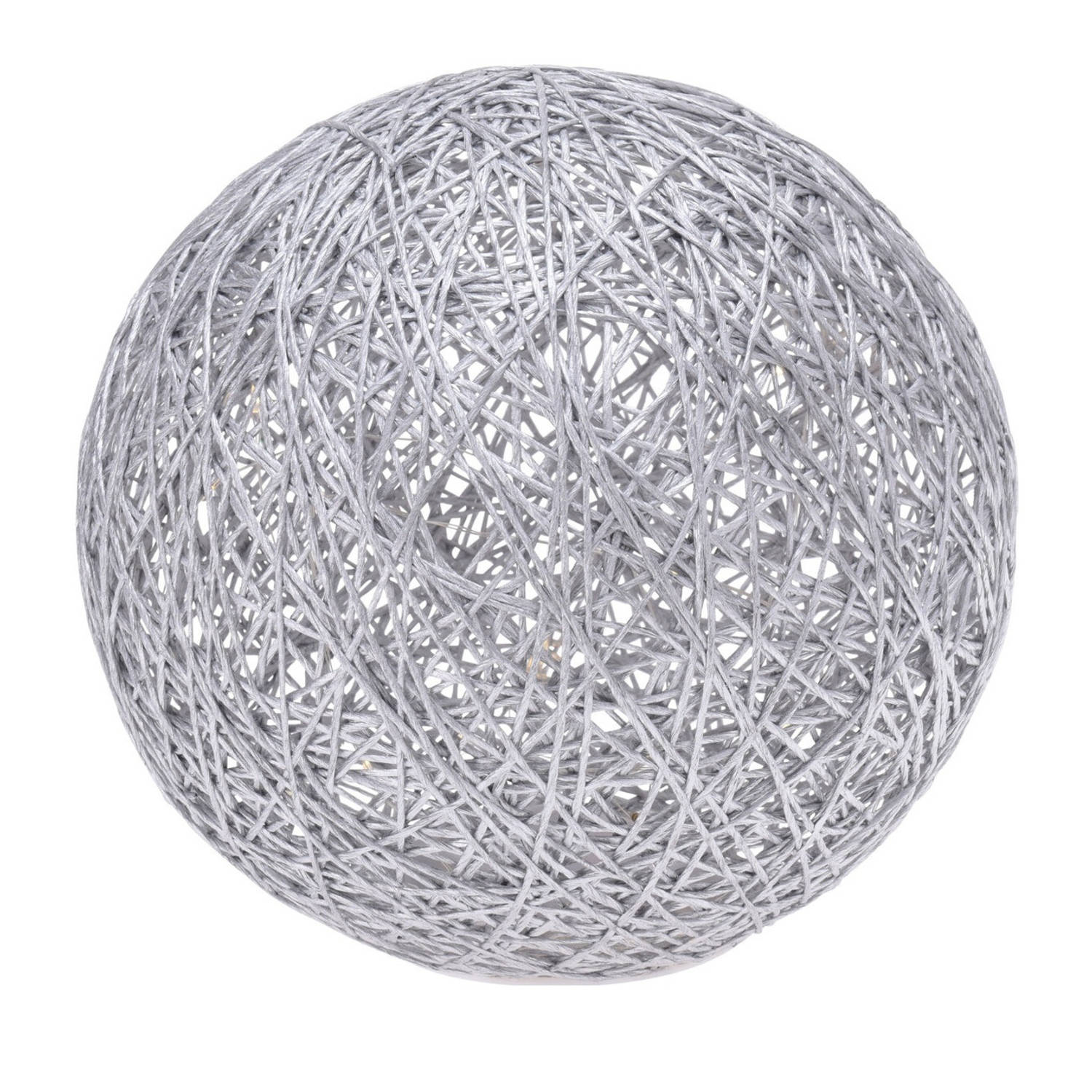 Verlichte Decoratie Bol Metallic Zilver 20 Cm Met 20 Warm Witte Lampjes - Kerstverlichting Figuur