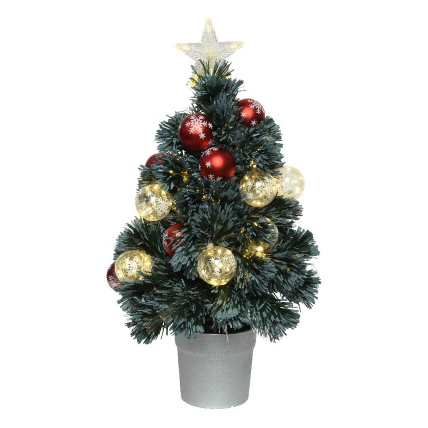 Fiber Optic Kerstboom-kunst Kerstboom Met Verlichting En Kerstballen 60 Cm Kunstkerstboom