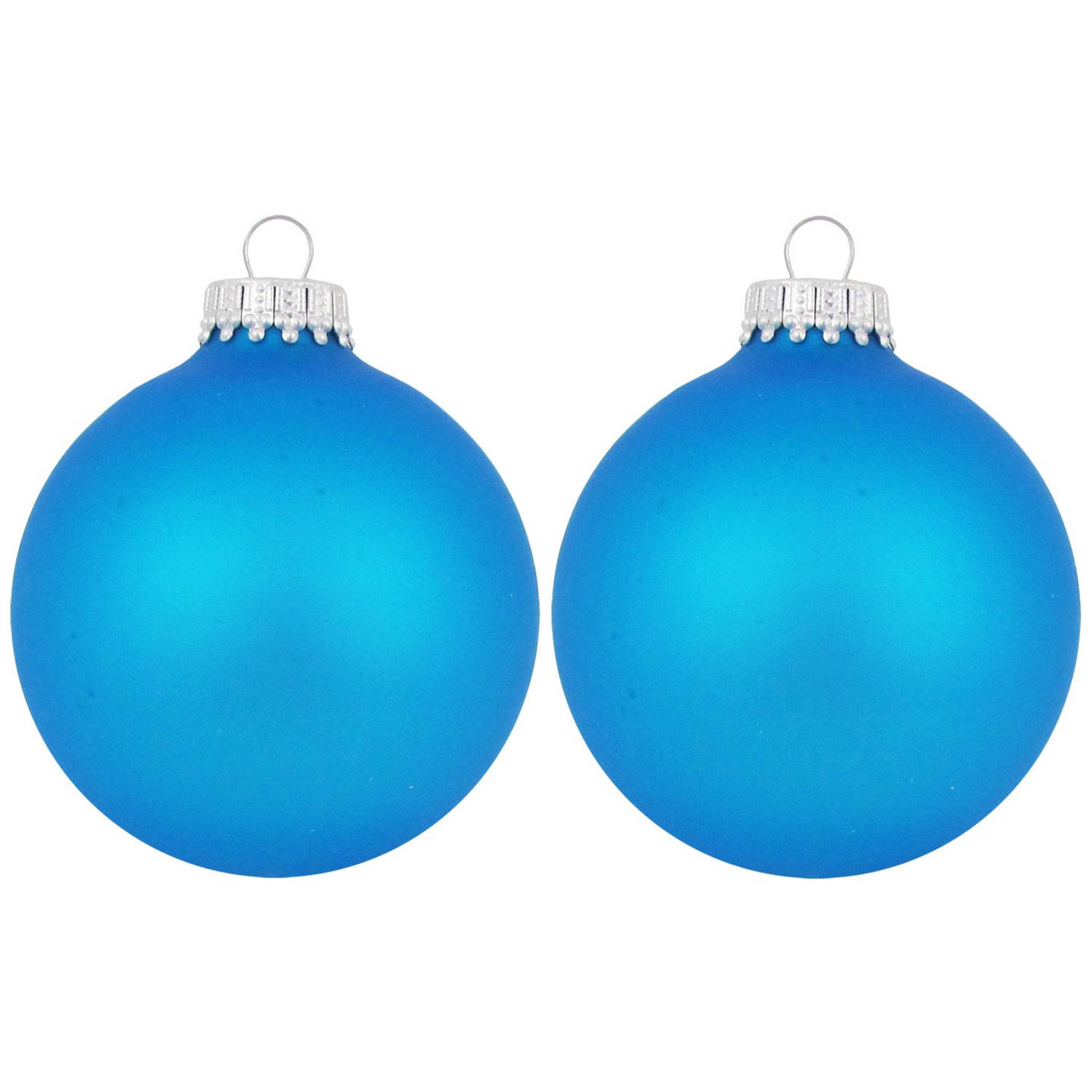 16x Intens Blauwe Glazen Kerstballen Mat 7 Cm Kerstboomversiering Kerstversiering-kerstdecoratie Bla