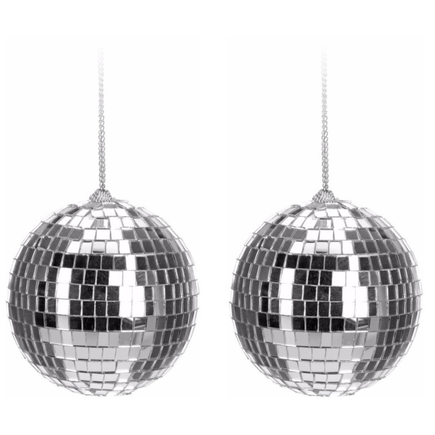 15x Zilveren Discoballen-discobollen Kerstballen 6 Cm Kerstbal