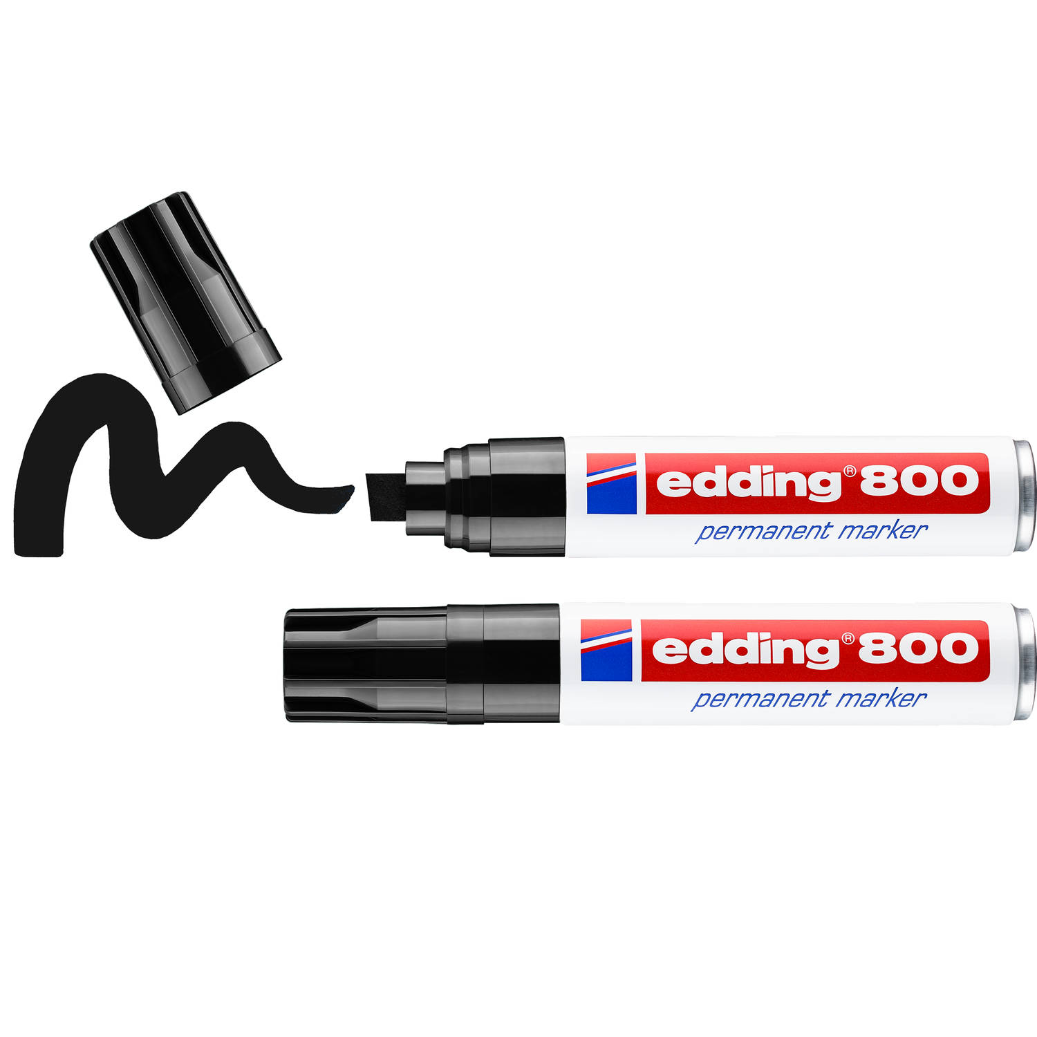 Viltstift Edding 800 schuin zwart 4-12mm 2 stuks op blister