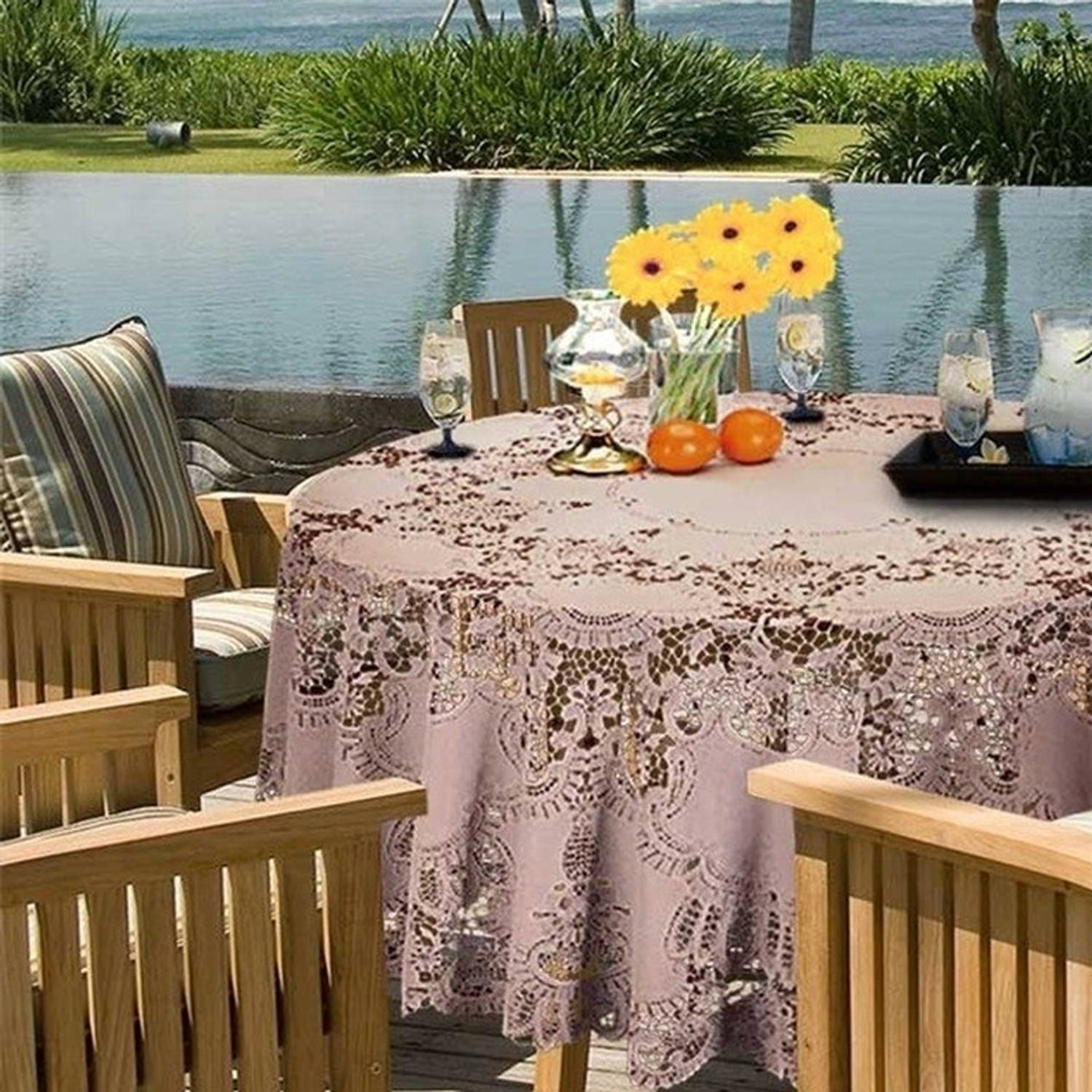 Zegenen straal Of anders Buiten tafelkleed/tafellaken oud roze Amira 180 cm rond - Tafellakens |  Blokker