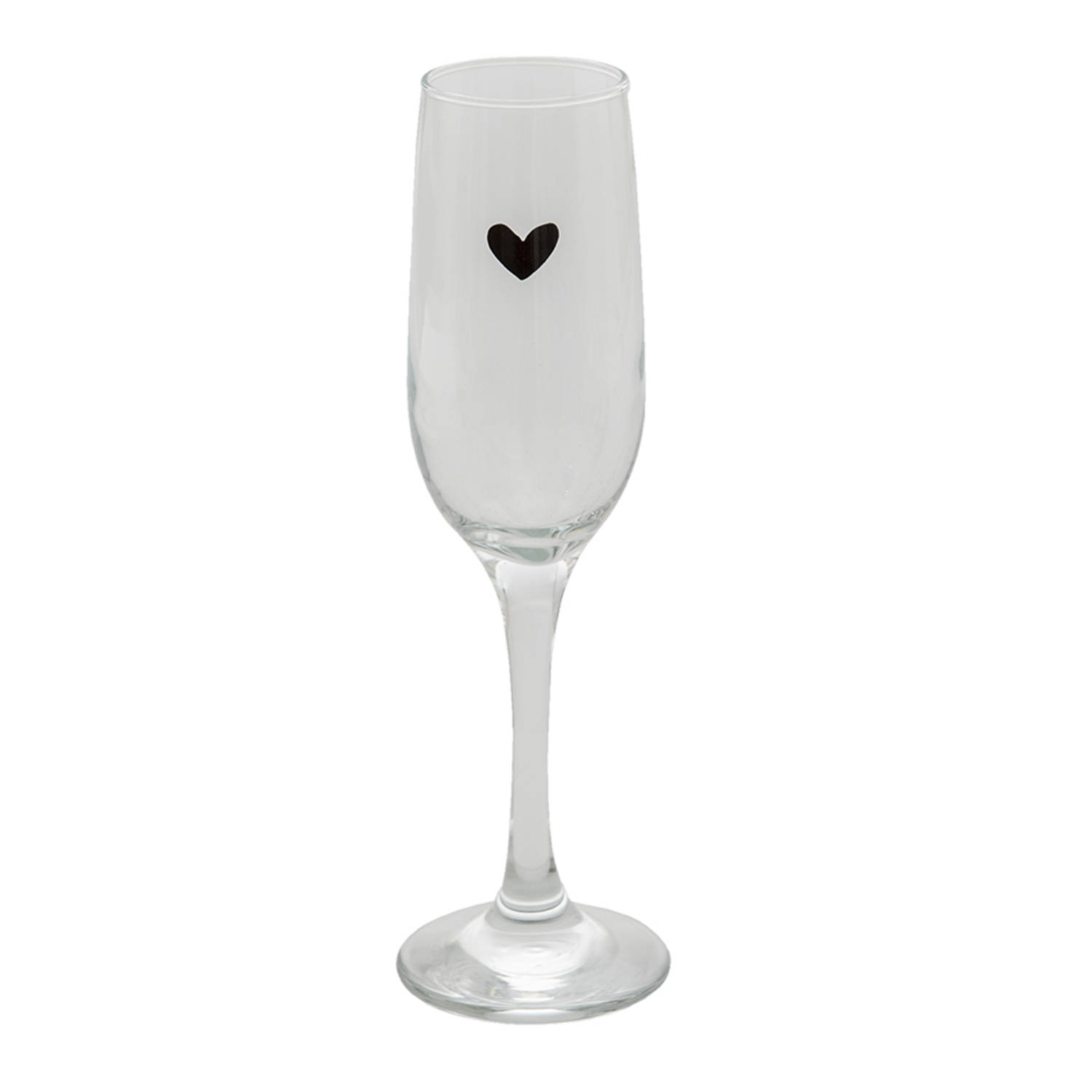 Clayre & Eef Champagneglas 200 Ml Transparant Glas Rond Hartje Wijnglas Champagne Glas Prosecco Glas