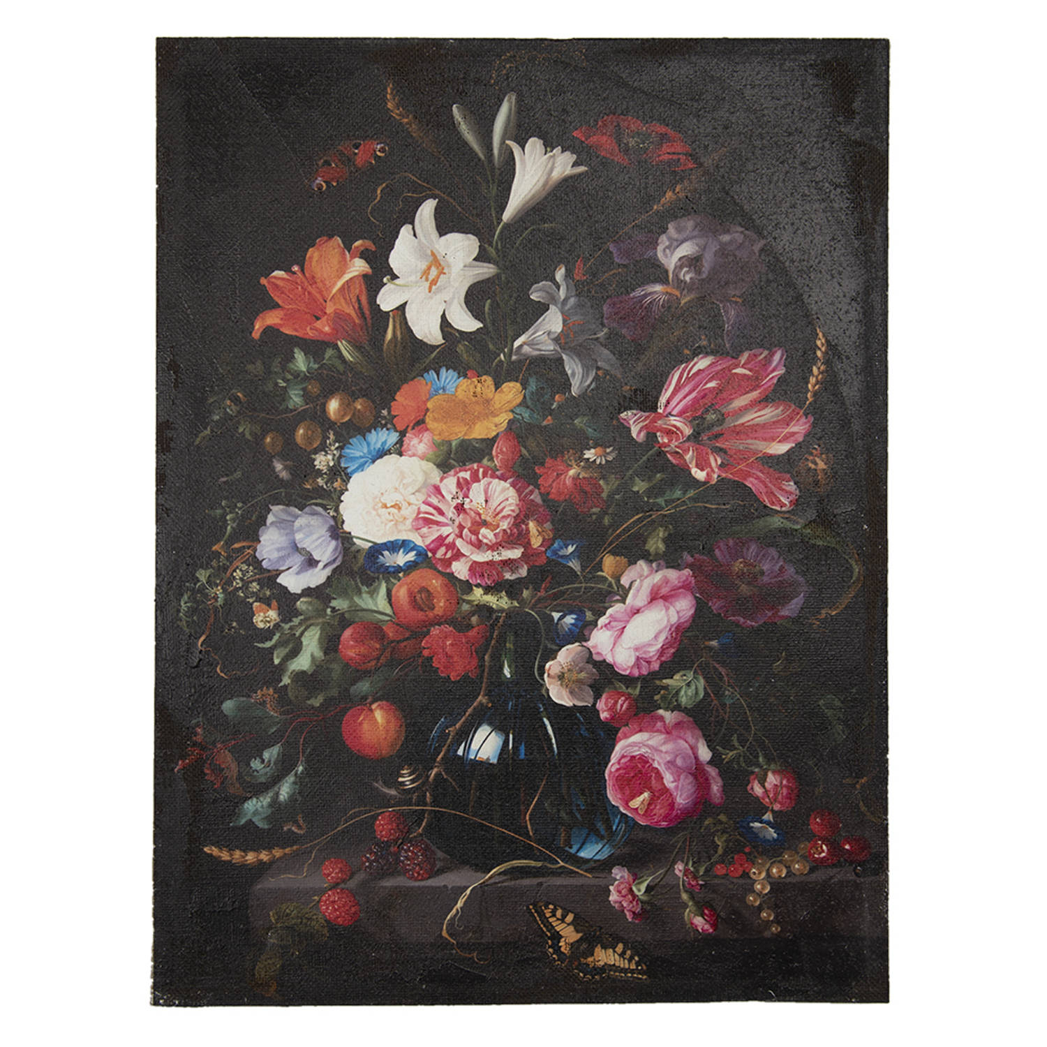Clayre & Eef Canvasschilderij 55*3*73 Cm Zwart, Roze Canvas Rechthoek
