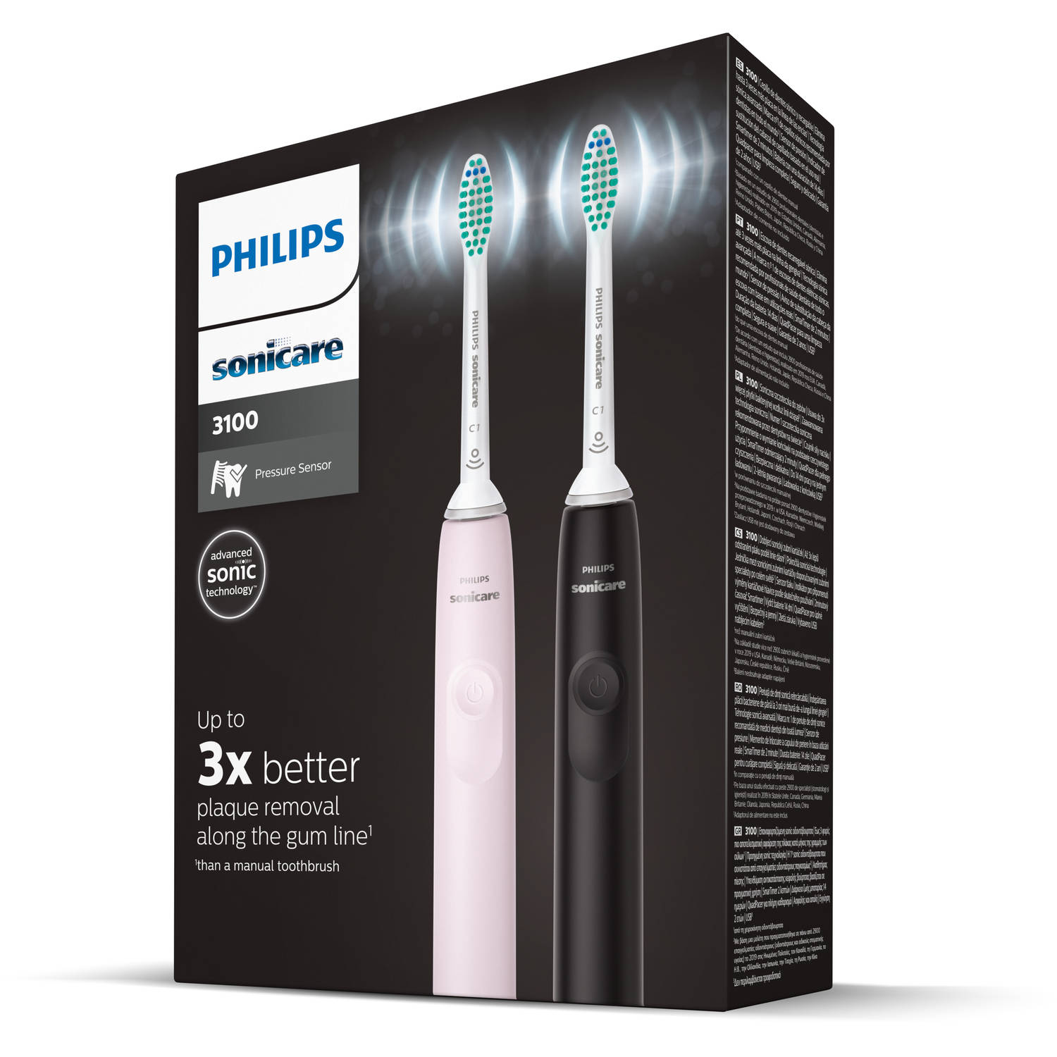 Aas dik Aan boord Philips Sonicare elektrische duo tandenborstel HX3675/15 - roze & zwart |  Blokker