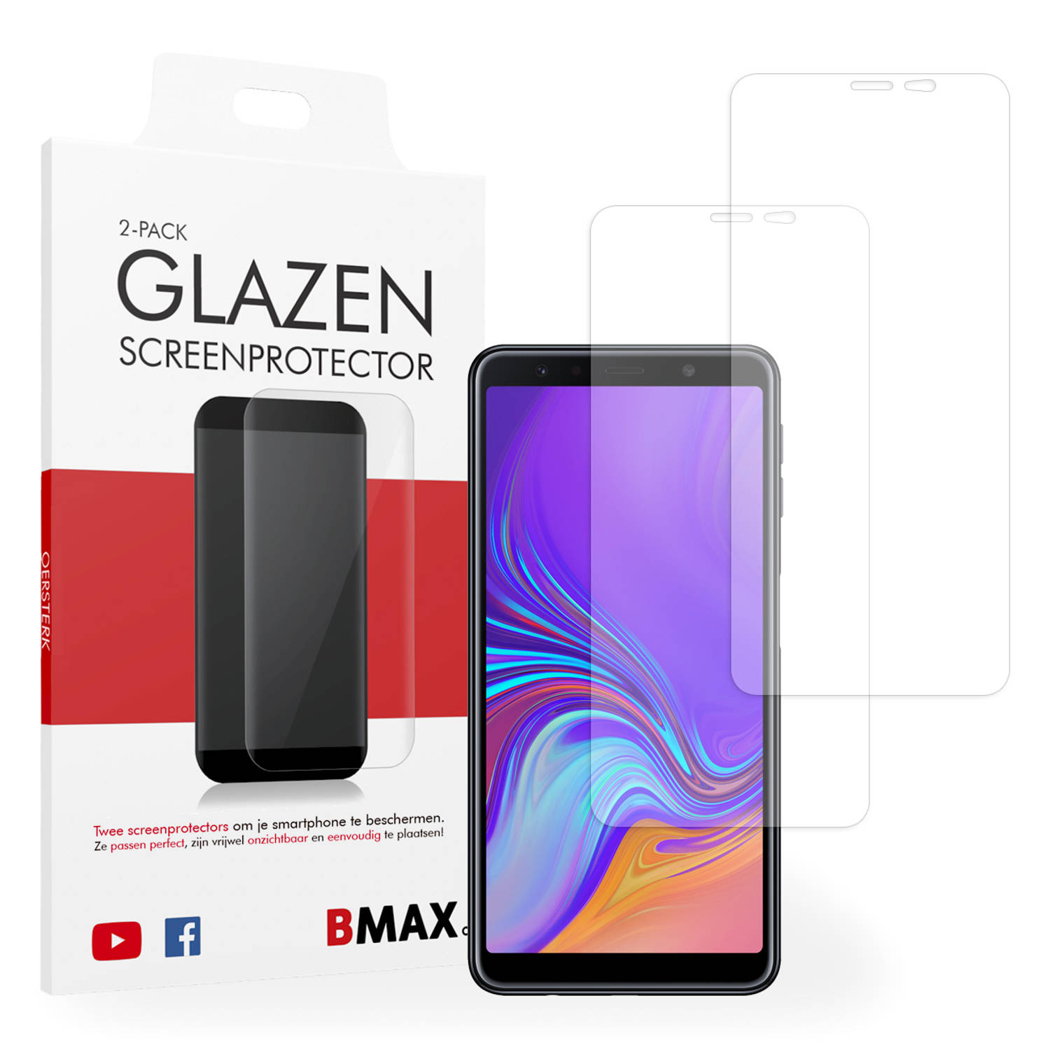2-pack BMAX Samsung Galaxy A7 2018 Screenprotector - Glass - 2.5D