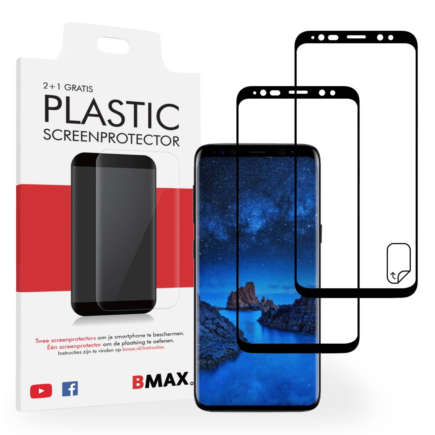 2-pack BMAX Samsung Galaxy S9 Screenprotector | Full Cover Beschermfolie | Ultra Clear PET | Onzichtbaar Display Folie