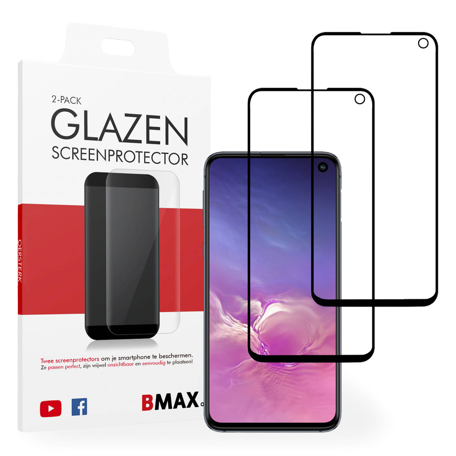 2-pack BMAX Samsung Galaxy S10e Screenprotector Full Cover Glas | Beschermglas | Tempered Glass