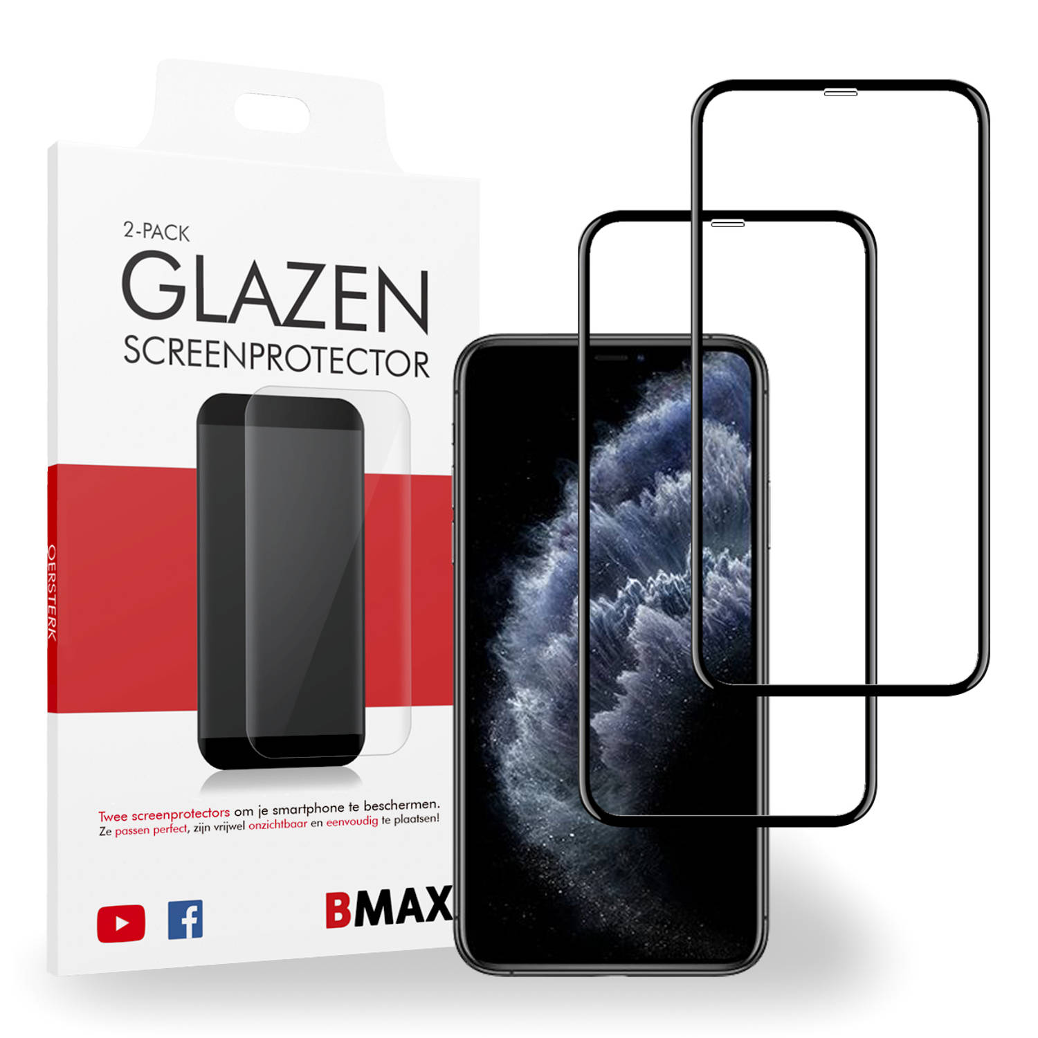 2-pack BMAX Apple iPhone 11 Screenprotector - Glass - 5D