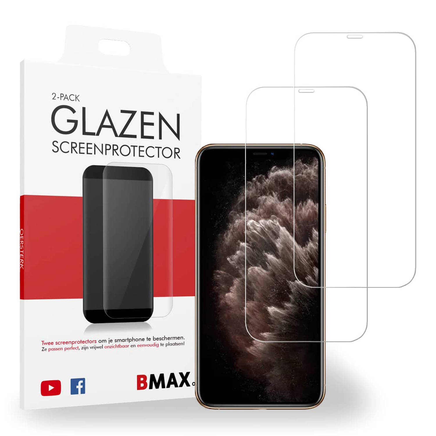 2-pack BMAX Apple iPhone 11 Pro Max Screenprotector - Glass - 2.5D