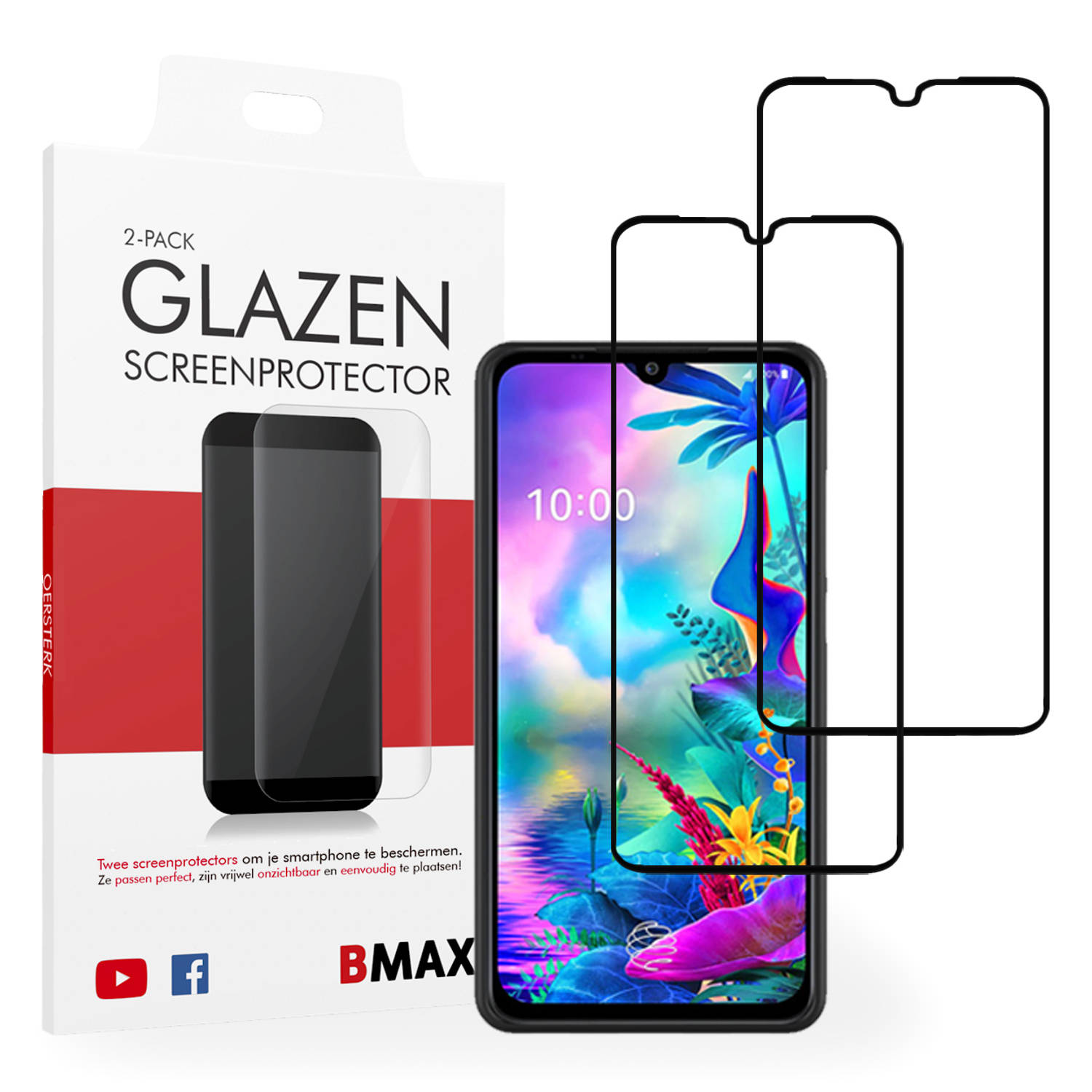 2-pack BMAX Glazen Screenprotector LG G8x ThinQ Full Cover Glas / Met volledige dekking / Beschermglas / Tempered Glass / Glasplaatje