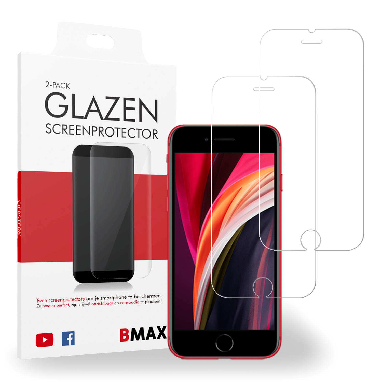 2-pack BMAX Glazen Screenprotector Apple iPhone SE 2020 / Beschermglas / Tempered Glass / Glasplaatje