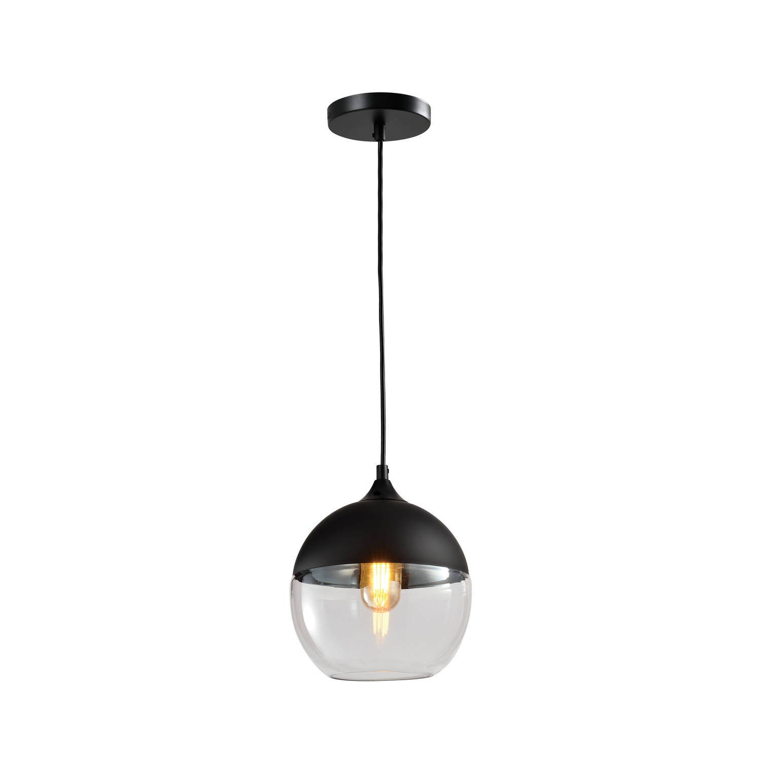 Quvio Hanglamp Glas Rond Zwart - Quv5103l-black
