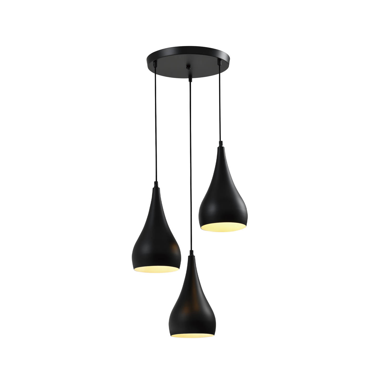 QUVIO Hanglamp glas 3-lichts rond zwart - QUV5130L-BLACK