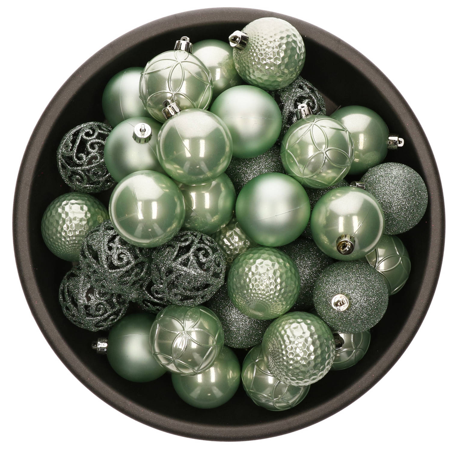 37x Stuks Kunststof Kerstballen Mintgroen (Eucalyptus) 6 Cm Glans-mat-glitter Mix Kerstbal