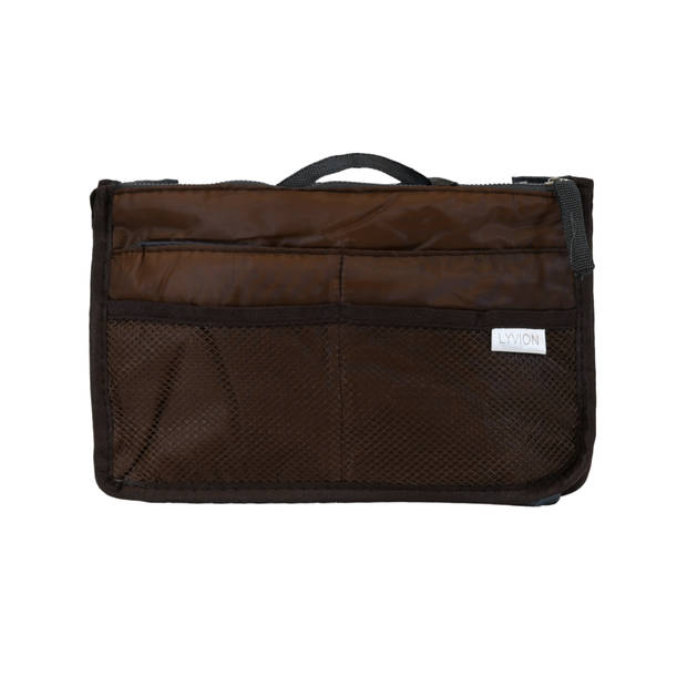LYVION - Bag in bag hand tas organizer - Donker bruin
